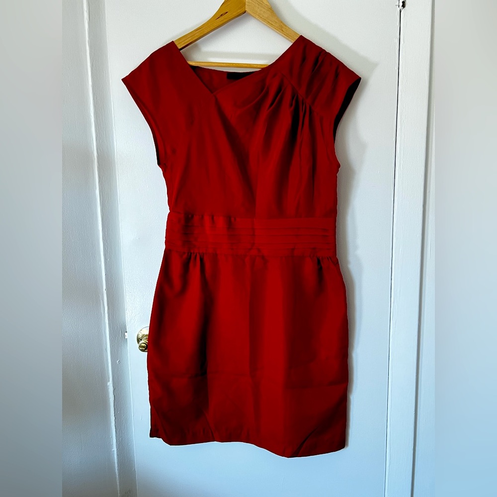 The Limited asymmetrical red silk dress